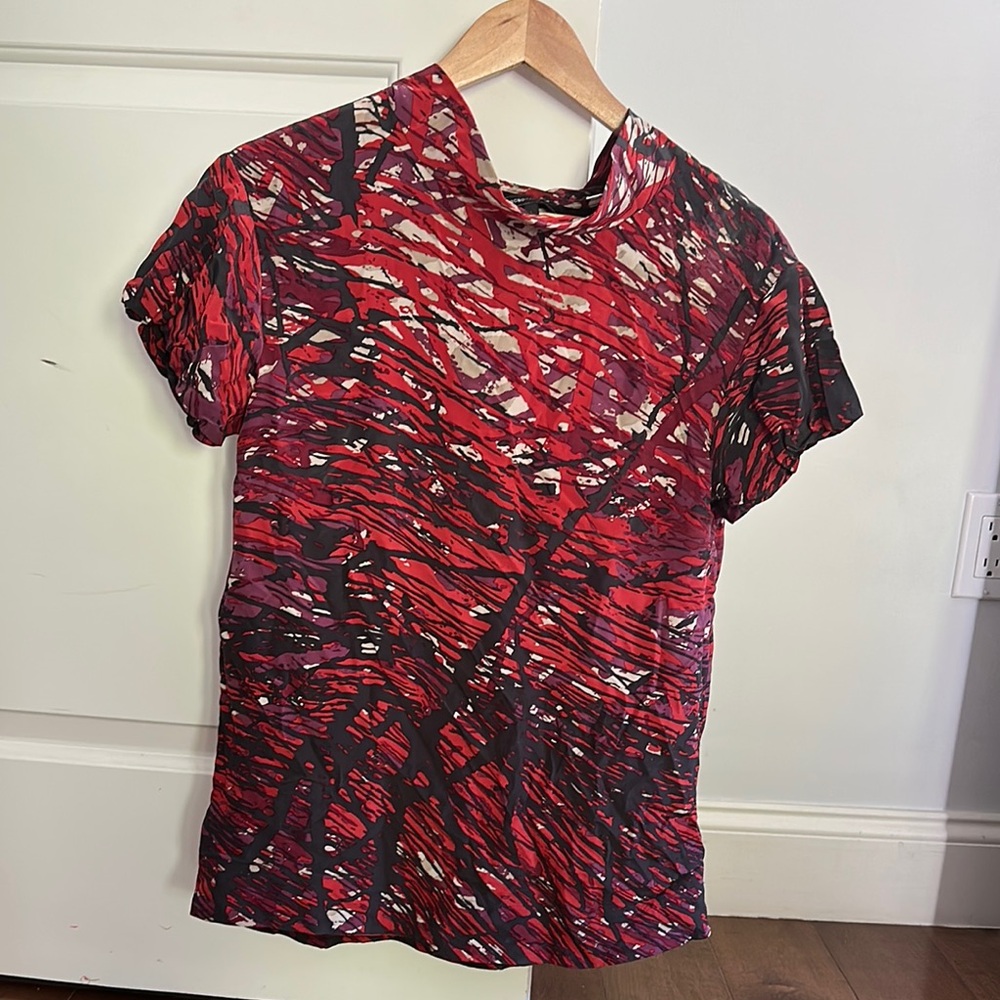 Red and Black Abstract Print T-Shirt